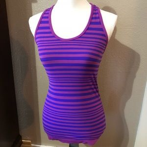 Athleta Striped Light/ Dark Purple Razorback
